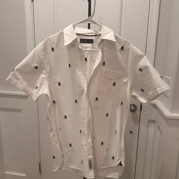 Ralph Lauren White Shirt with Black Skull Pattern - Picture 12 of 14